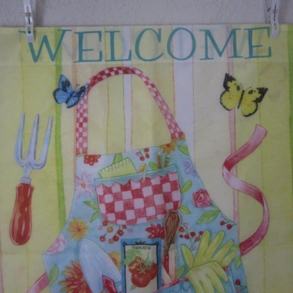 Andrea Tachiera Garden Yard Flag Banner Welcome to our garden nylon 41" x 29" - Picture 3 of 7